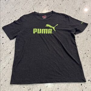 Puma Men's Charcoal Tee with Neon Green Logo